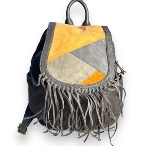 Dream Control Fringe Boho Backpack Grey & Brown